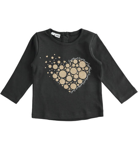 Maglietta bambina con glitter - da 9 mesi a 8 anni iDO NERO-0658