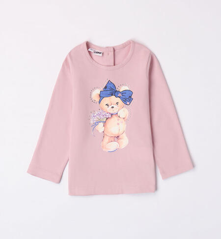 iDO teddy bear T-shirt for girls from 9 months to 8 years MAUVE-2783