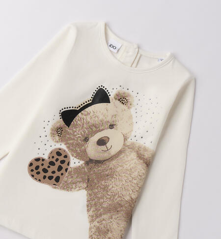 Maglietta bambina con orsetto PANNA-0112
