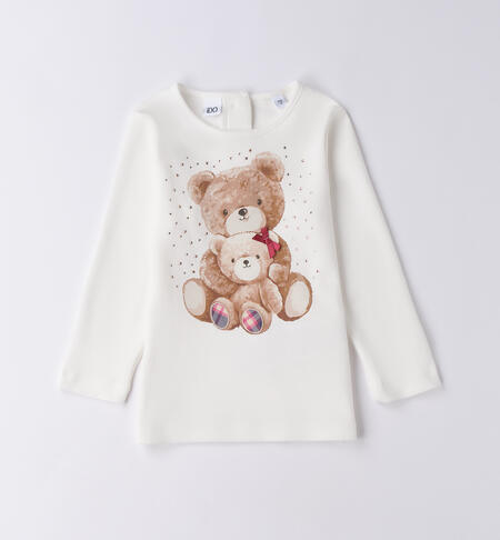 Maglietta bambina con orso PANNA