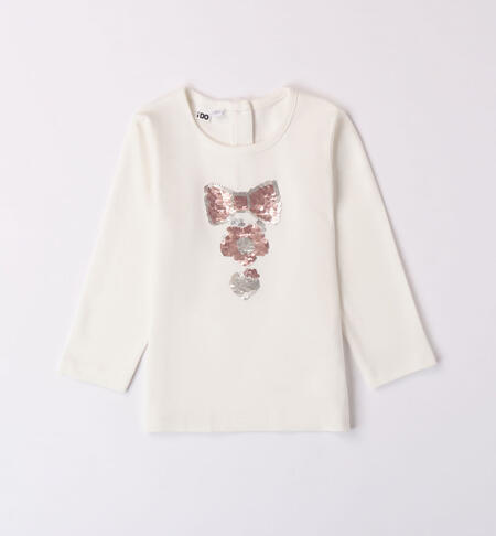 Maglietta bambina con paillettes reversibili da 12 mesi a 8 anni iDO PANNA-0112