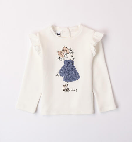 iDO T-shirt with ruffles for girls aged 9 months to 8 years PANNA-0112
