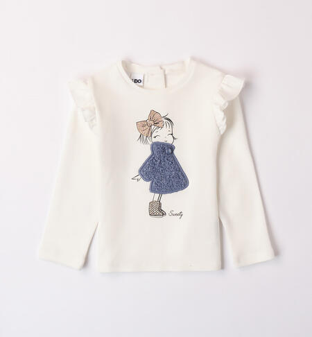 Maglietta bambina con ruches PANNA
