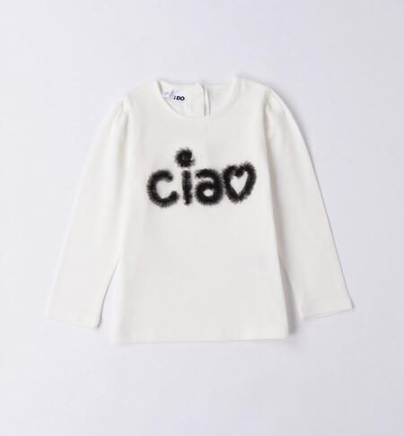 iDO T-shirt with tulle lettering for girls from 9 months to 8 years PANNA-0112