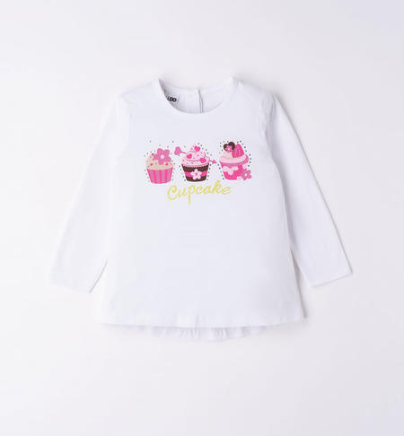 Maglietta bambina cupcake BIANCO