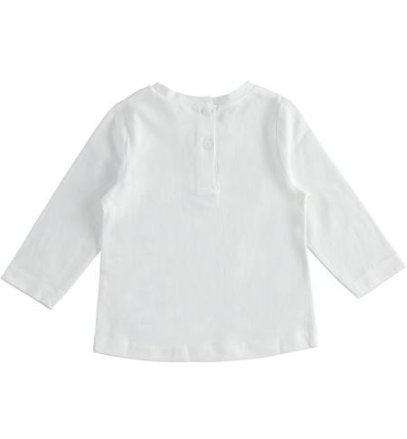 100% cotton round-neck t-shirt with reversible sequins flower for girls from 12 months to 8 years by iDO BIANCO-0113