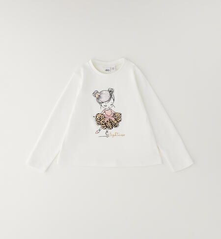 Maglietta bambina in cotone PANNA