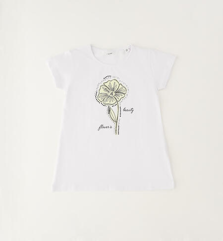 Short-sleeved girls' T-shirt WHITE