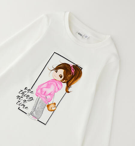 Maglietta bambina maniche lunghe PANNA-0112