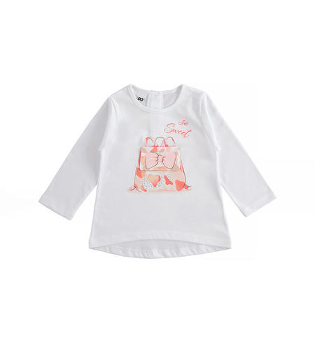 Maglietta bambina stampa zaino BIANCO