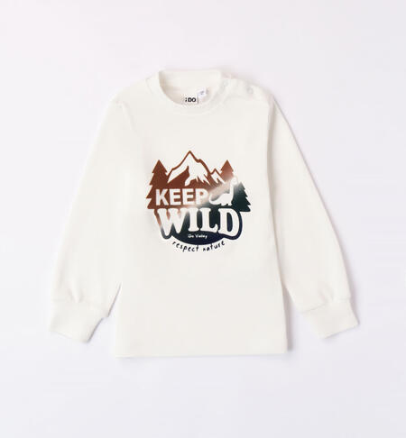 Boys' T-shirt with mountains CREAM
