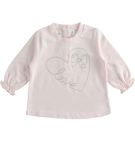 Baby girl t-shirt with heart from 1 to 24 months iDO ROSA-2715
