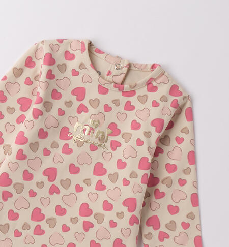 Maglietta bimba neonata BEIGE-ROSA-6BSG
