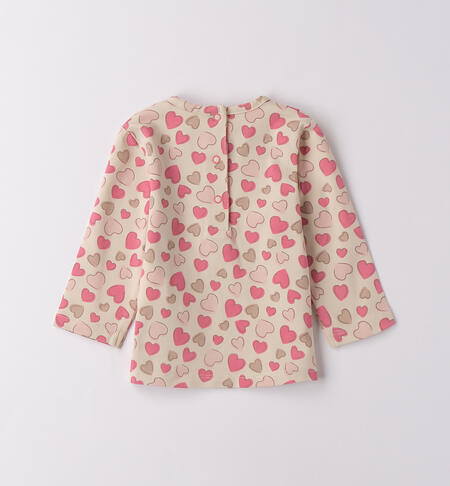 Maglietta bimba neonata BEIGE-ROSA-6BSG