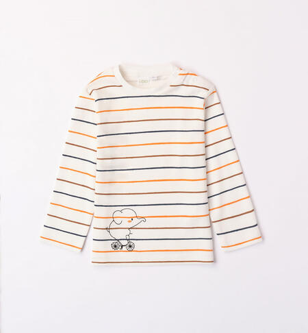 Boys' striped T-shirt CREAM