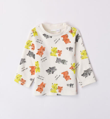 Boys' teddy bear T-shirt CREAM