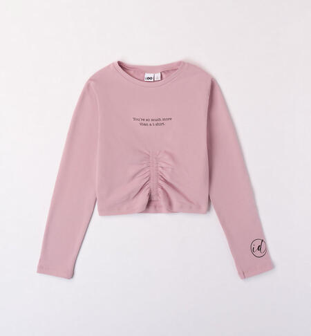 Girls' gathered T-shirt PINK