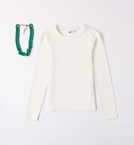 iDO T-shirt with a necklace for girls from 8 to 16 years PANNA-0112