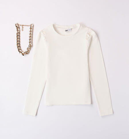 iDO T-shirt with a necklace for girls from 8 to 16 years PANNA-ORO-8314