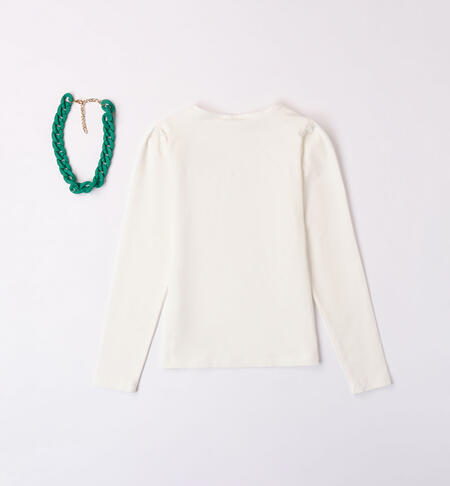 iDO T-shirt with a necklace for girls from 8 to 16 years PANNA-0112