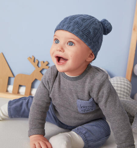 iDO T-shirt with pocket for boys from 1 months to 24 months GRIGIO MELANGE-8993