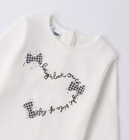 iDO cream-coloured T-shirt with bows for girls aged 9 months to 8 years PANNA-0112