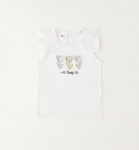Girls' cotton T-shirt WHITE