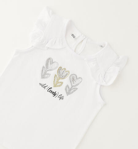 Girls' cotton T-shirt BIANCO-0113