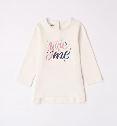 Girls' glitter T-shirt CREAM