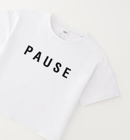 Maglietta crop per ragazza BIANCO-0113