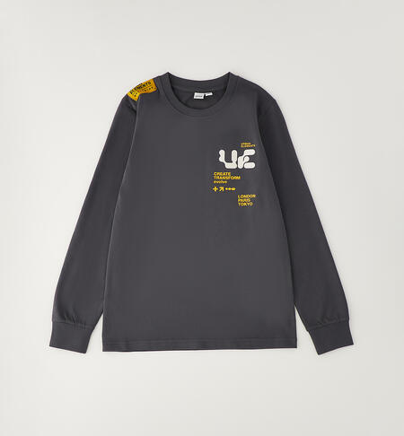 Maglietta da ragazzo in cotone GRIGIO-0567