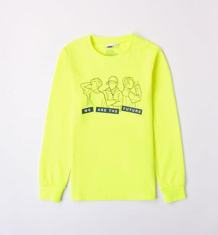 Boys' neon T-shirt YELLOW