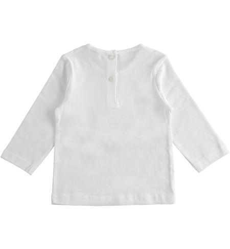 100% cotton crewneck T-shirt with reversible sequin hearts for girl from 6 months to 7 years iDO BIANCO-0113
