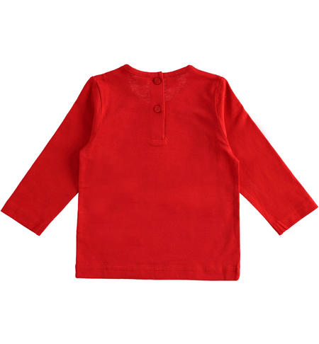 100% cotton crewneck T-shirt with reversible sequin hearts for girl from 6 months to 7 years iDO ROSSO-2256