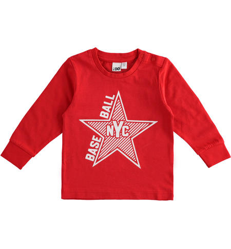 100% cotton baseball-themed crewneck T-shirt for boy 6 months to 7 years iDO ROSSO-2256