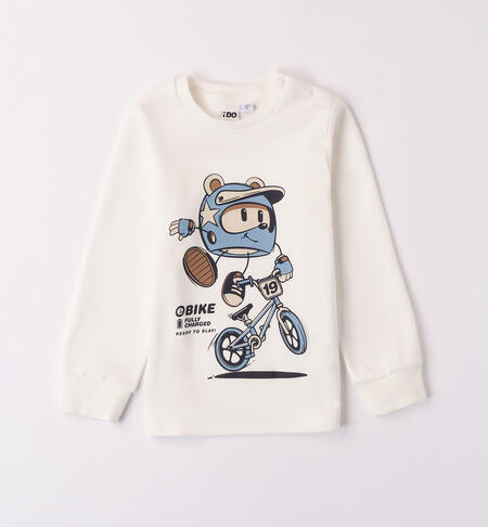 Boys' 100% cotton crewneck t-shirt CREAM