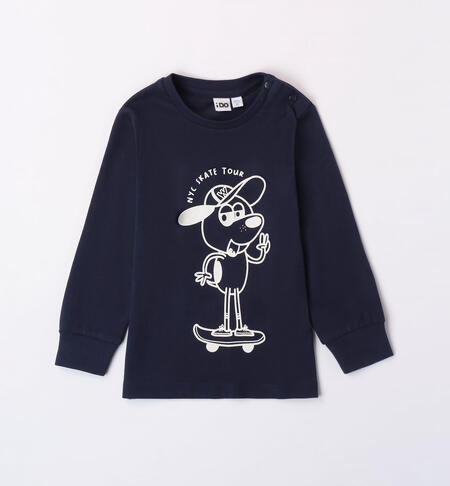 Boys' skater print t-shirt BLUE