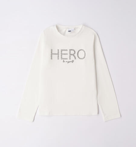 Girls' crew neck T-shirt CREAM