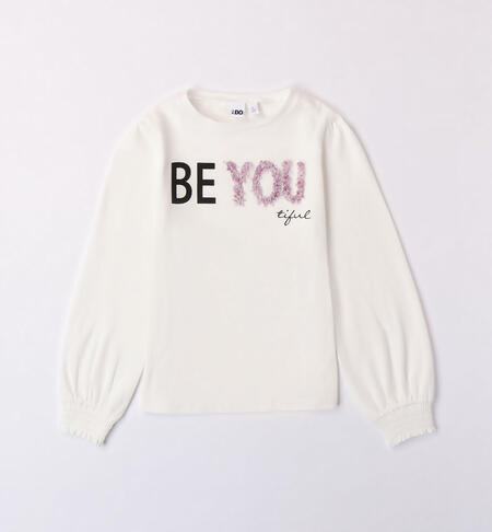 Girls' crew neck T-shirt CREAM