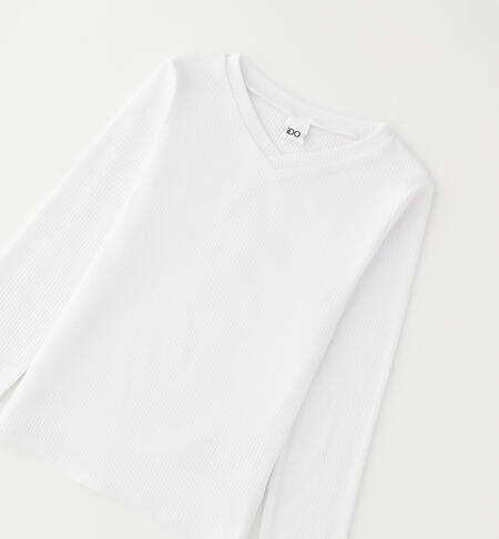 Maglietta girocollo ragazza BIANCO-0113