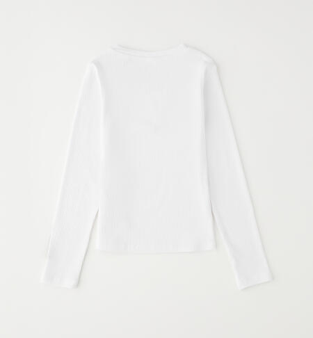 Maglietta girocollo ragazza BIANCO-0113