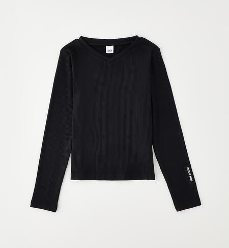 Maglietta girocollo ragazza NERO-0658