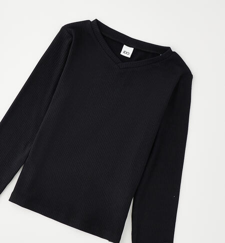 Maglietta girocollo ragazza NERO-0658