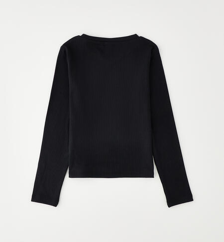 Maglietta girocollo ragazza NERO-0658