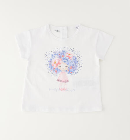 Maglietta in cotone bambina BIANCO-0113