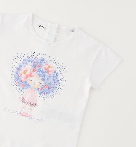 Maglietta in cotone bambina BIANCO-0113