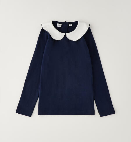 Girls' cotton T-shirt NAVY-3885