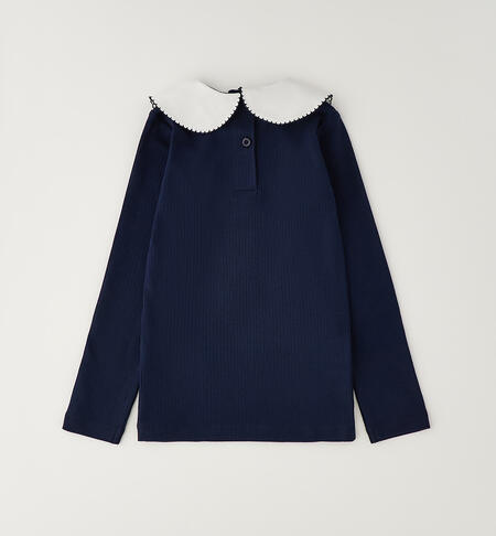 Girls' cotton T-shirt NAVY-3885