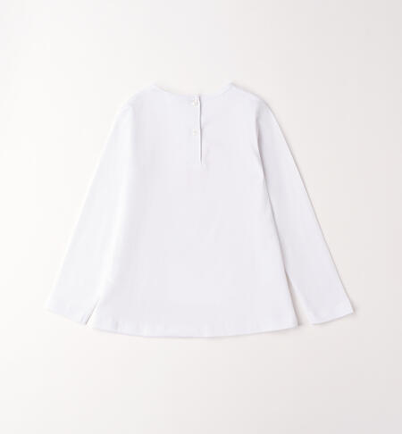 Maglietta in cotone da bambina BIANCO-0113