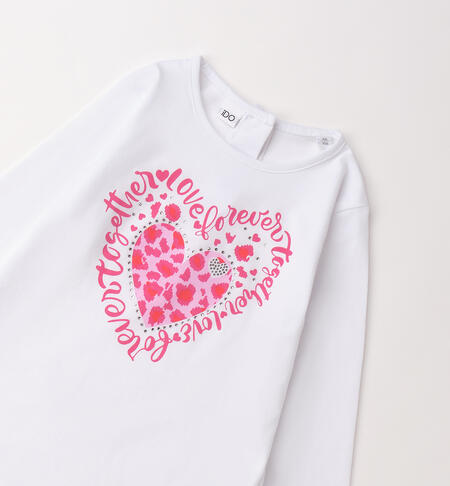 Maglietta in cotone da bambina BIANCO-0113